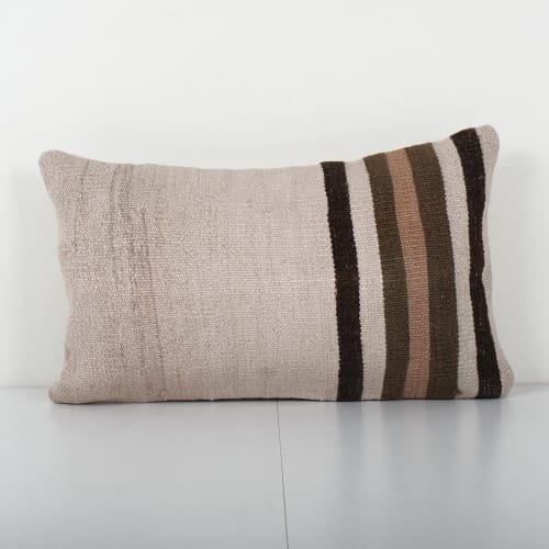 Anatolian Lumbar Striped Kilim Pillow Cover, Hemp Organic Cu | Pillows by Vintage Pillows Store