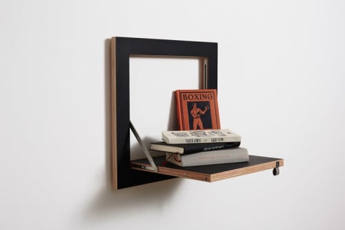 Folding Wall Shelf | Fläpps Shelf 40x40-1 | Bookshelf, Plant Shelf, Birch Plywood, Black | Shelving in Storage by AMBIVALENZ
