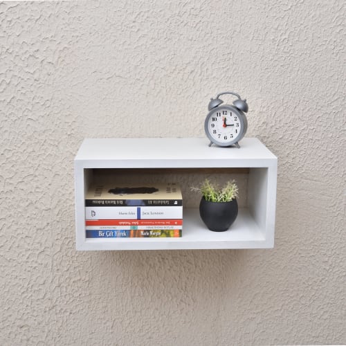 White Floating Nightstand, Handcrafted Wooden Hanging Nights | Storage by Picwoodwork