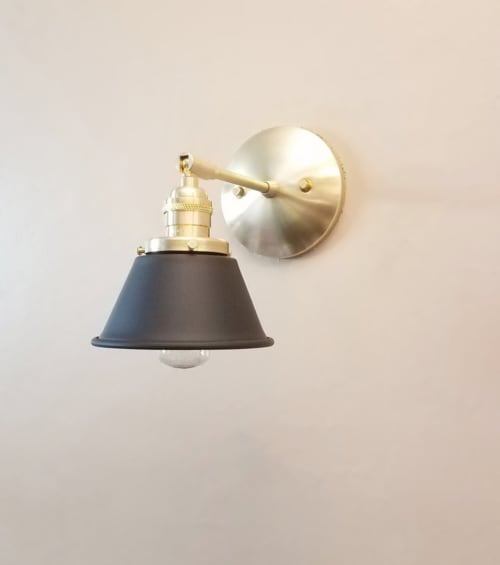 Adjustable Wall Gold Sconce - Modern Black Light - Brushed | Sconces by Retro Steam Works