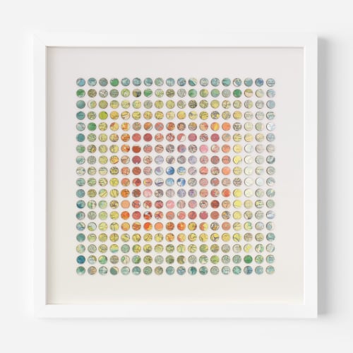 Three Hundred and Twenty Four Map Dots Rainbow Concentric Squares Collage | Paintings by Amelia Coward