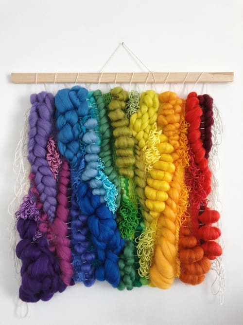 XL Rainbow wall hanging tapestry boho | Wall Hangings by Awesome Knots