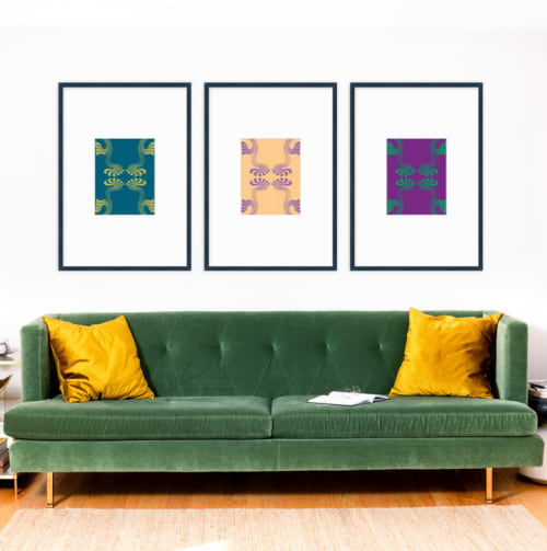Art Nouveau Paisley Gallery Wall - The Vertical Triptych | Paintings by Odd Duck Press