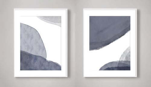 Abstract Scandi Painting set in muted Grays, Black and White | Prints by Capricorn Press