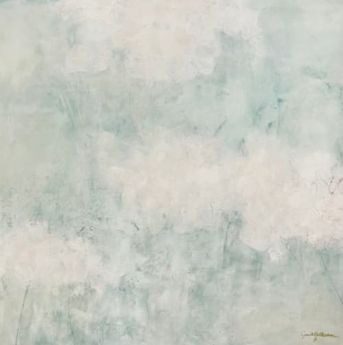 Weightless Presence, soft, serene, pink, seafoam blue | Paintings by Juanita Bellavance Art