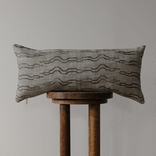 Brown Southwestern Snake Print on Linen Lumbar 11x24 | Pillow in Pillows by Vantage Design
