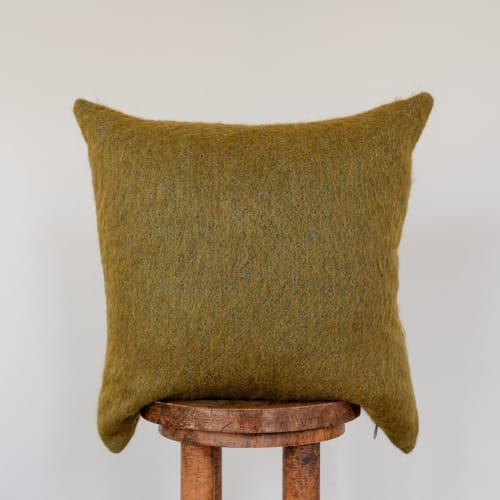 Olive Green Long Wool Pillow 20x20 | Pillows by Vantage Design
