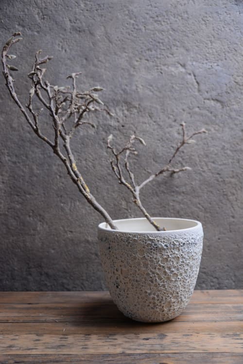 Large Textured lava crater glazed stoneware PLANT POT | Planter in Vases & Vessels by Laima Ceramics