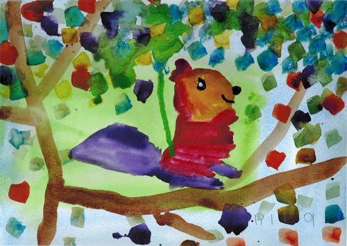 Rachel the  Malabar Squirrel - Original Watercolor | Paintings by Rita Winkler - "My Art, My Shop" (original watercolors by artist with Down syndrome)