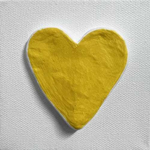Yellow Heart 4" x 4" | Paintings by Emeline Tate