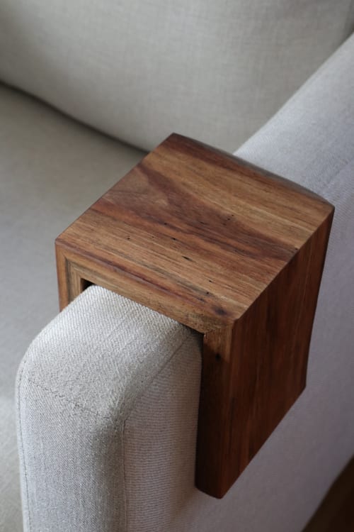 Live Edge 4.25" Walnut Wood Armrest Table | End Table in Tables by Hazel Oak Farms
