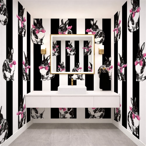 Bunnies & Stripes — Classic Stripes Luxury Wallpaper Mural | Wall Treatments by ELLE WALLS