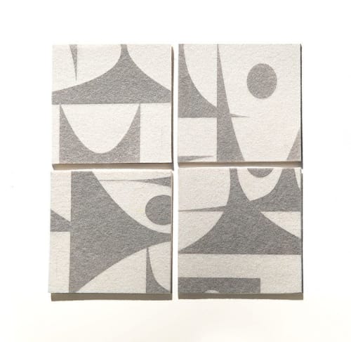Coasters Merino Wool Felt GeoJazz Ivory | Tableware by Lorraine Tuson