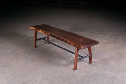 Live Edge Walnut Bench w/ Trestle | Benches & Ottomans by Urban Lumber Co.