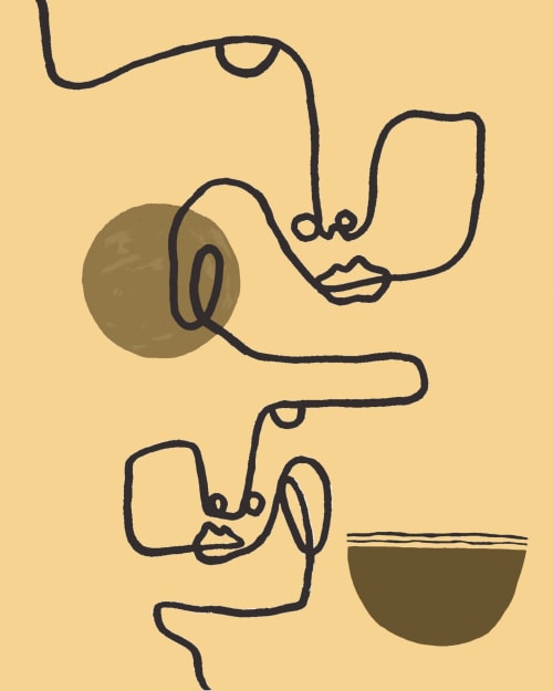 LINEFACES | ART PRINT | Mustard Yellow | Prints in Paintings by PAR  KER made