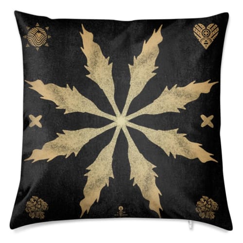 Marigold Leaf Star Velvet Cushion | Pillows by Sean Martorana