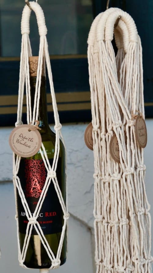 Macrame Wine Bottle Tote by Rosie the Wanderer Wescover