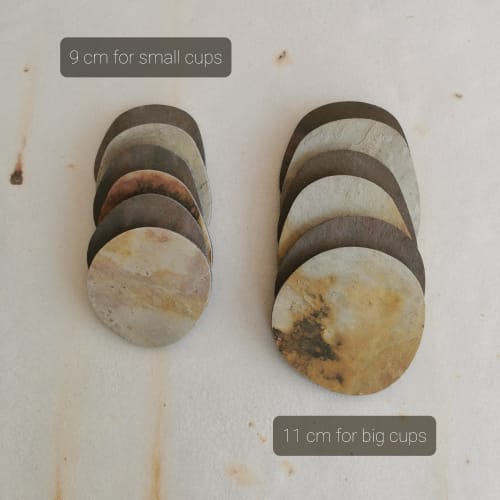 Irregular shape stone coasters for cups, glasses. Set of 6 | Tableware by DecoMundo Home