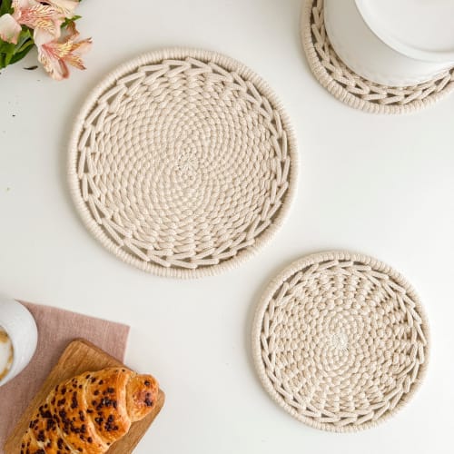 Woven Cotton Trivet DIY KIT (Makes 2) | Coaster in Tableware by Flax & Twine