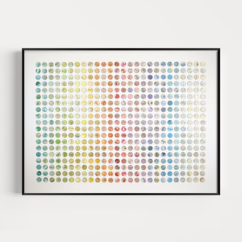 Four Hundred and Ninety Four Rainbow Map Dots Collage, Landscape | Paintings by Amelia Coward