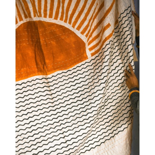 Rising Sun Linen Kantha Throw | Linens & Bedding by CQC LA
