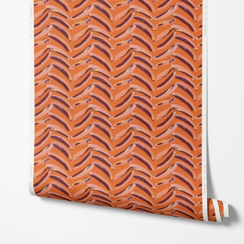 Swipes Orange Wallpaper | Wall Treatments by Color Kind Studio