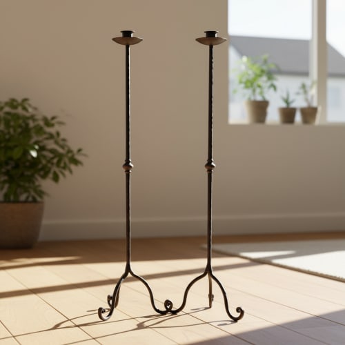 Hand Forged Iron Candelabra Pair (105cm) | Decorative Objects by Edecra