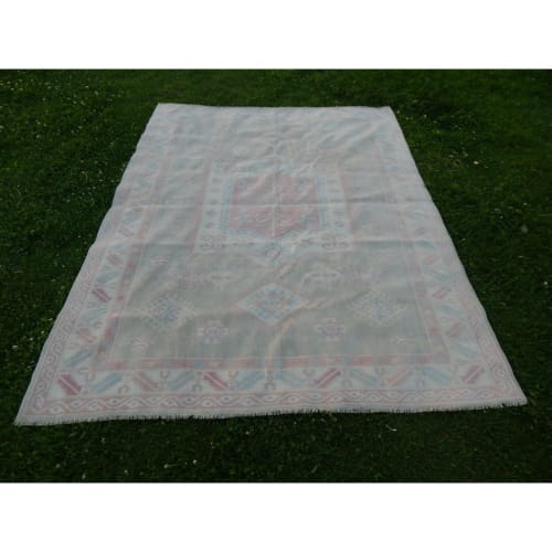 Distressed Oversize Turkish Kars Oushak Rug - 6'10'' x 8'9'' | Rugs by Vintage Pillows Store
