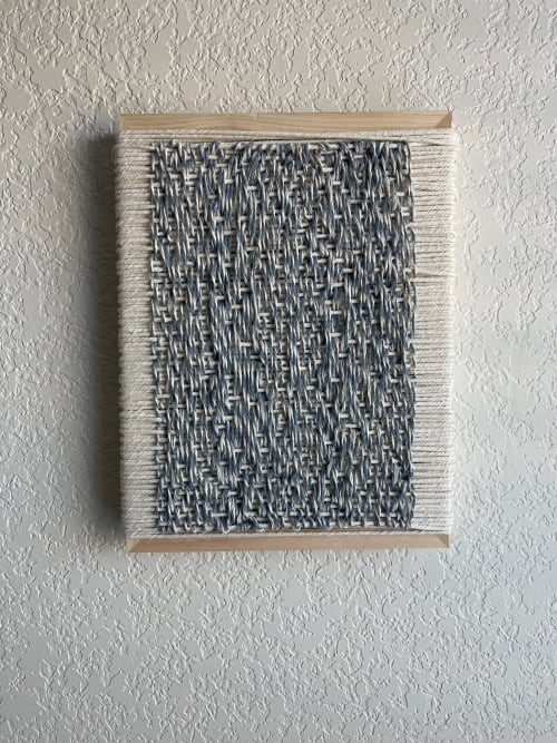 Woven Tile- Blue and White | Wall Hangings by Mpwovenn Fiber Art by Mindy Pantuso