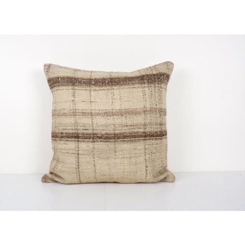 Turkish Striped Square Kilim Pillow Cover, Handmade Organic | Pillows by Vintage Pillows Store