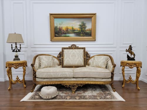 Persian Style Sofa/ Aged with 21K Gold Leaf Accent Hand Carv | Chaise Lounge in Couches & Sofas by Art De Vie Furniture