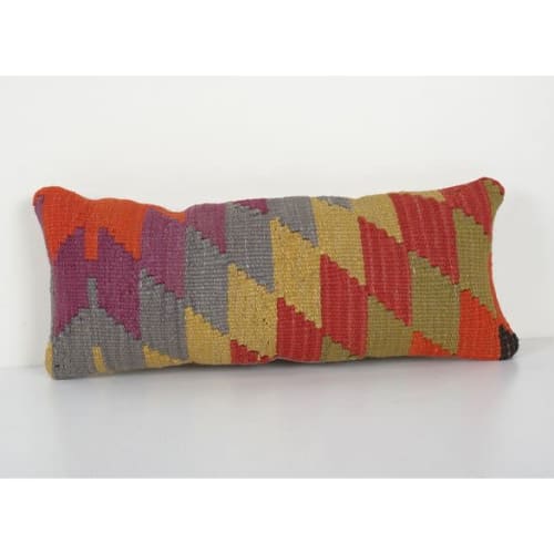 Handmade Diamond Colorful Kilim Cushion Cover, Handwoven Woo | Pillows by Vintage Pillows Store