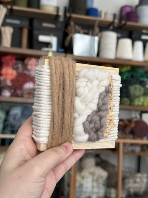 Mini Woven Tile - Neutrals No. 1 | Wall Sculpture in Wall Hangings by Mpwovenn Fiber Art by Mindy Pantuso