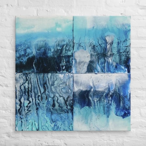 Canvas Print – Glacial Drift – Blue Abstract Glacier Art | Work by Eman's Gallery