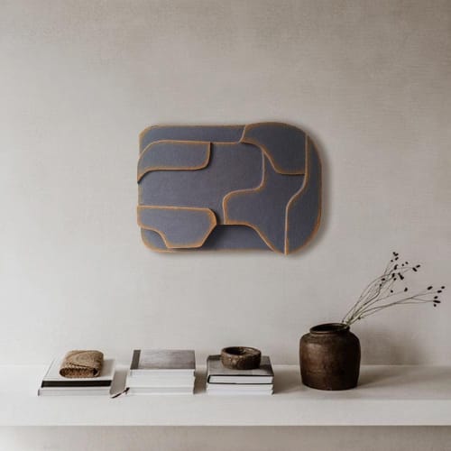 Modern Dark Minimalist Wall Sculpture – Bold Textured 3D Geometric Art Panel, Handmade Dimensional Artwork for Striking Interior Design | Wall Hangings by Vaiva Art Atelier
