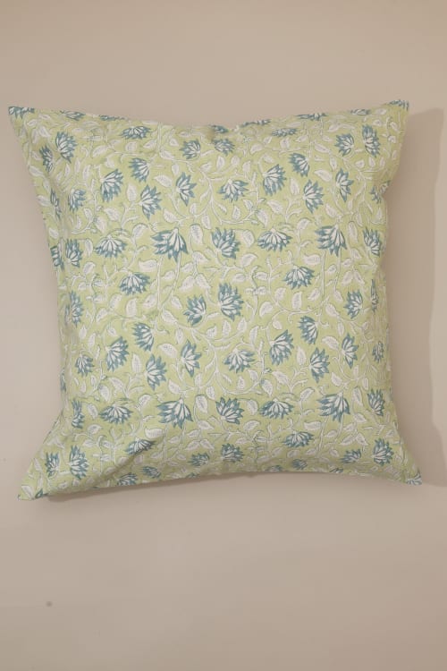 Sage Vines Block Print Pillow | Pillows by Ninéh