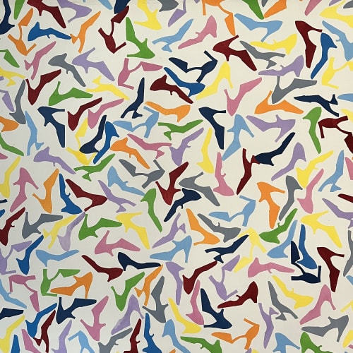 Rainbow Shoes 36"x 36" | Oil And Acrylic Painting in Paintings by Emeline Tate