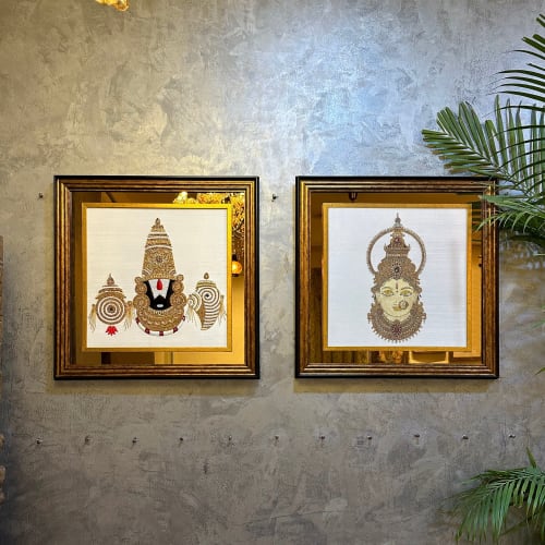 Lord Venkateswara (Balaji) & Goddess Lakshmi Handmade Embroi | Embroidery in Wall Hangings by MagicSimSim