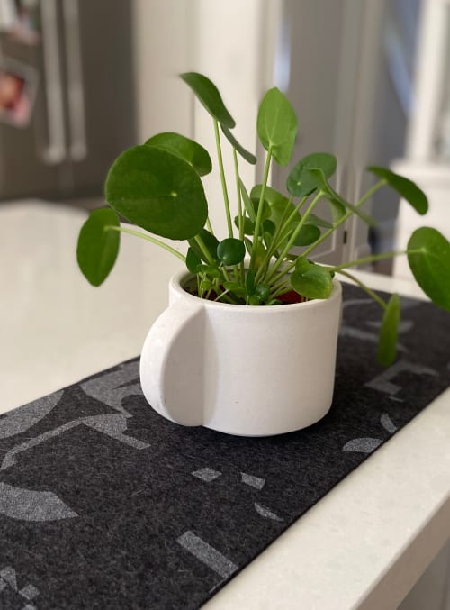 Table Runner Merino Wool Felt 'Fragment' Grey on Charcoal | Linens & Bedding by Lorraine Tuson