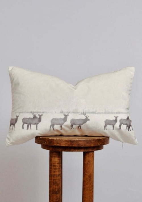 "The March" Elk Velvet Lumbar Pillow 14x22 | Pillows by Vantage Design