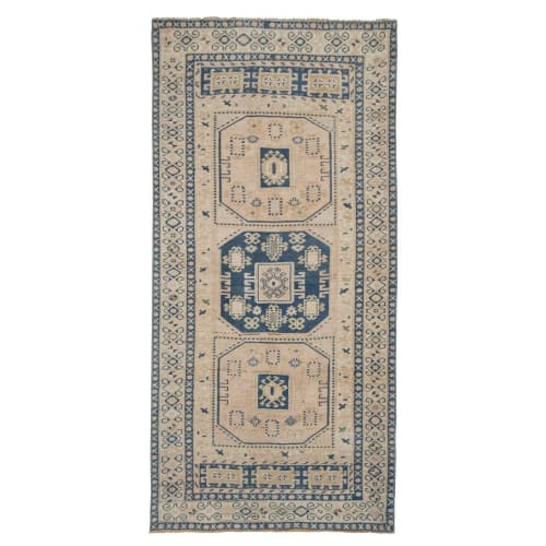Vintage Distressed Caucasian Rug 3'5" X 6'11" | Rugs by Vintage Pillows Store