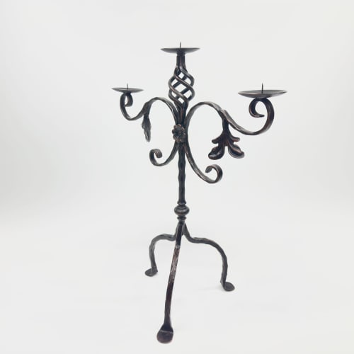 Hand Forged Iron Candelabra 23.5″ (60cm) | Candle Holder in Decorative Objects by edecrawzFC
