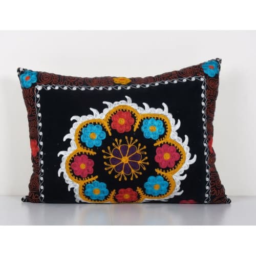 Suzani Ethnic Velvet Pillow Case Fashioned from a Mid-20th C | Cushion in Pillows by Vintage Pillows Store