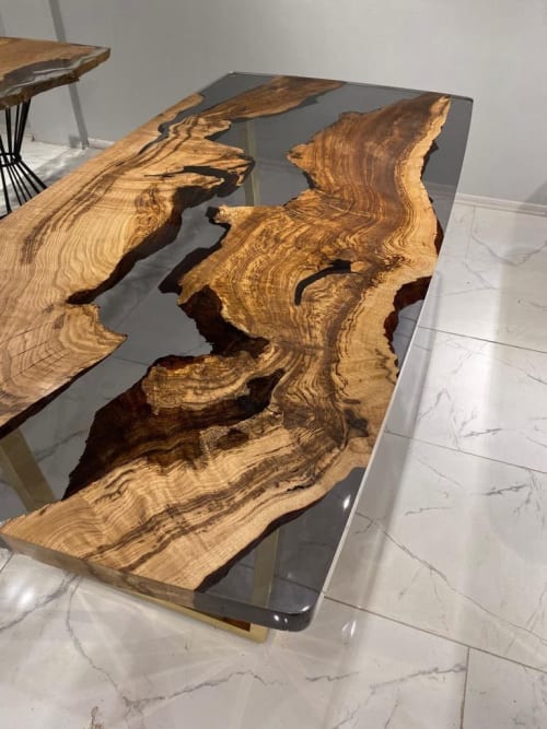 Oak Epoxy Table - Oak Table - Oak Dining Table by Tinella Wood