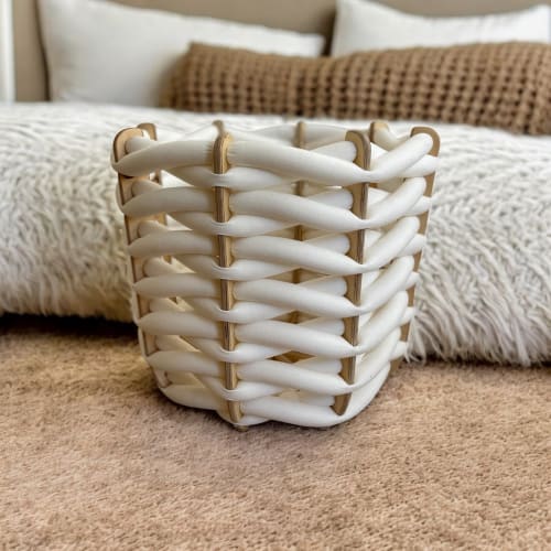 Hull basket in Cream Suede | Storage Basket in Storage by Knots Studio