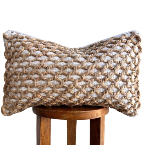 Tuban Lumbar Pillow Cover — Braided Jute & Cotton | Pillows by Busa Designs
