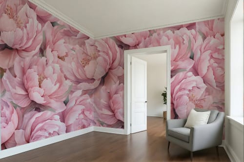 Full Bloom Peonies — Bold Florals Luxury Wallpaper Mural | Wall Treatments by ELLE WALLS