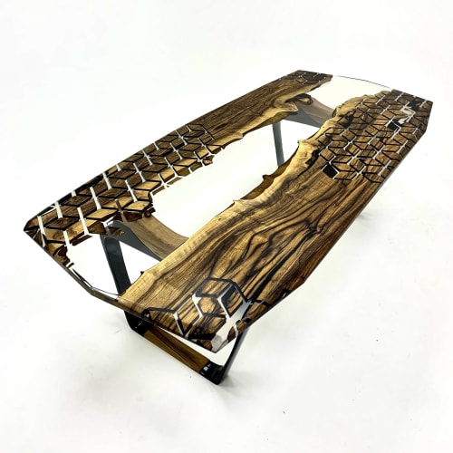 Clear Epoxy Resin Live Edge Dining Table, River Table | Tables by TigerWoodAtelier