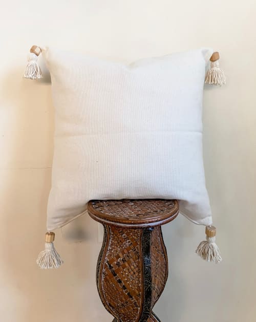 Natural Ivory White Tassel Pillow | LOLA | Cushion in Pillows by Limbo Imports Hammocks
