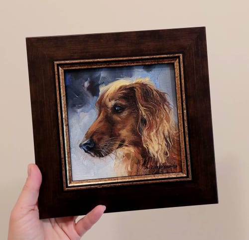 Custom pet portrait dog painting original, Brown dog paintin | Oil And Acrylic Painting in Paintings by Natart